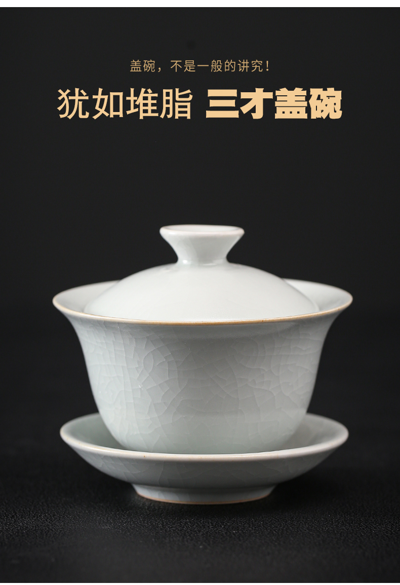 Holly your up kung fu tea sets three cups to tureen whole household jingdezhen ceramic ice crack glaze manually