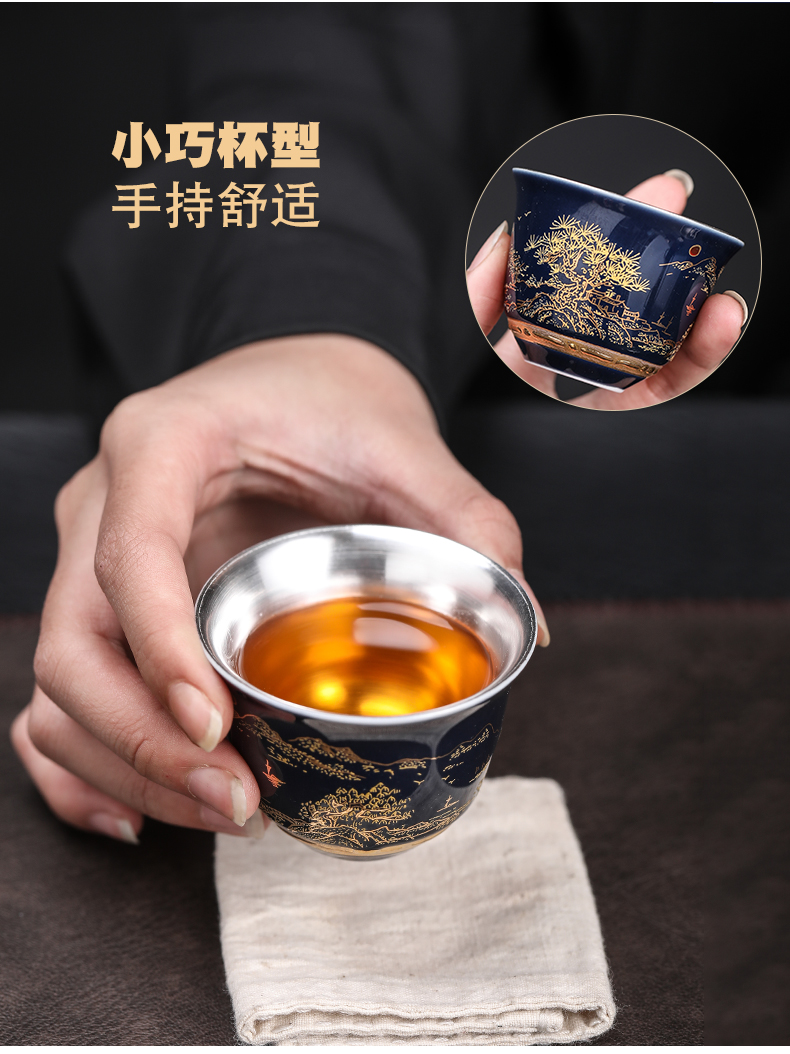 Landscape kung fu tea set coppering. As silver tea sets tea ware jingdezhen ceramic tea set office home gift box