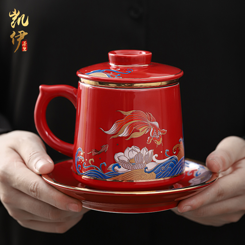 Chinese red brocade carp coppering. As silver 999 office a cup of tea cup of jingdezhen ceramic cup to ultimately responds a cup of tea cups