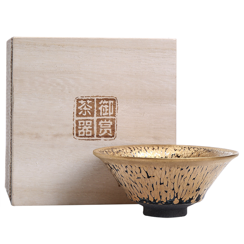 Zeng, Guangxu 24 k jinzhan building light sample tea cup full manual temmoku up ceramic cups large master cup of tea