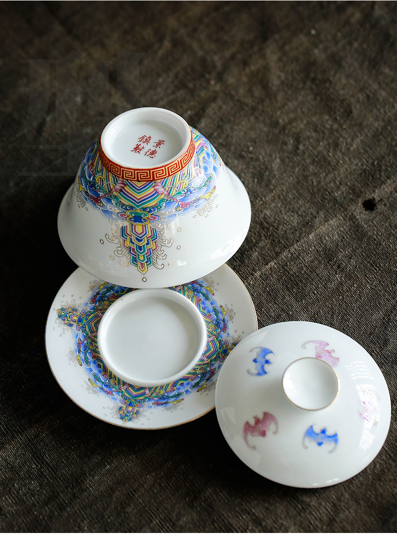 Colored enamel kung fu tea set gift tureen masters cup ceramic cups home office of a complete set of tea sets