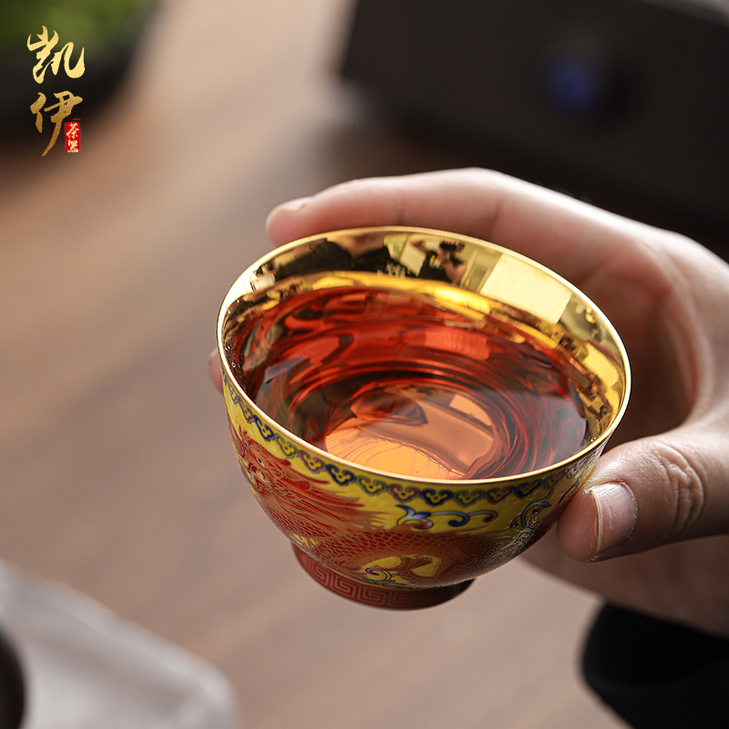 Gold enamel lamp that jingdezhen ceramic checking sample tea cup Gold master kung fu tea tea cup ceramic cups