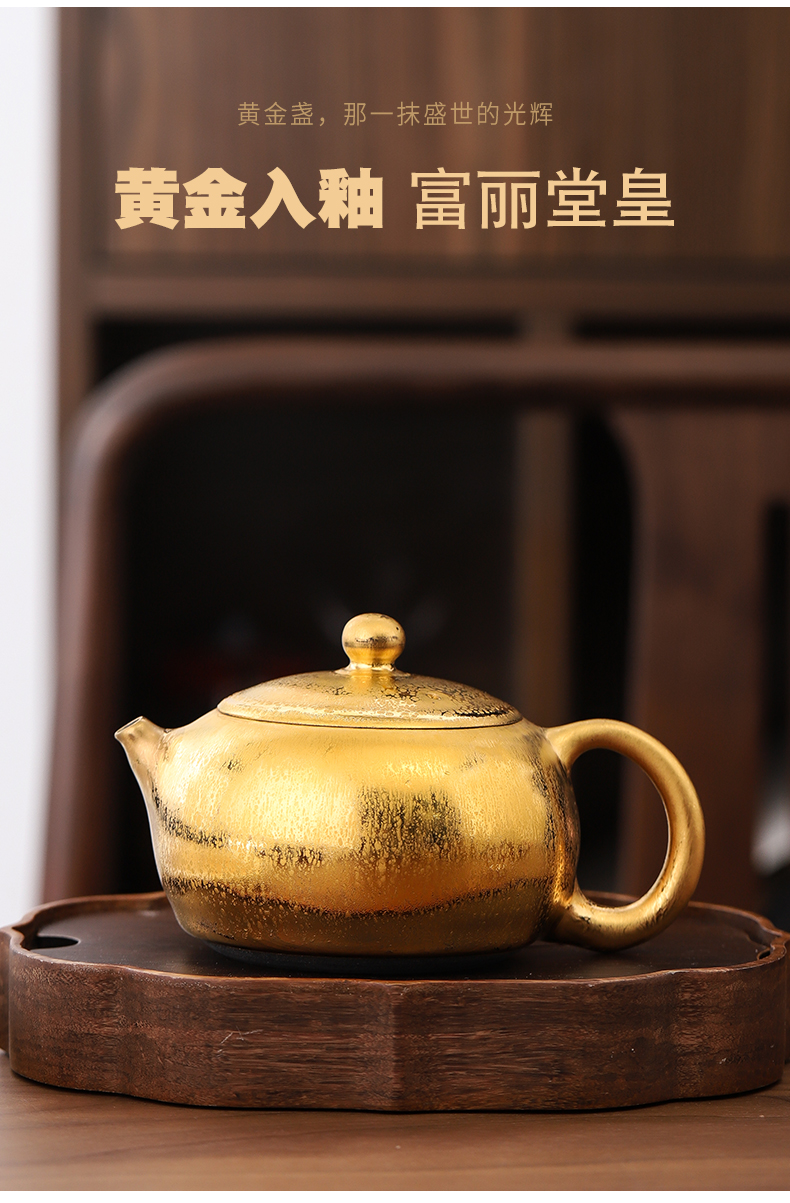 Zeng, Guangxu gold of firewood temmoku built one single pot of ceramic teapot household pure manual ball hole, xi shi pot teapot