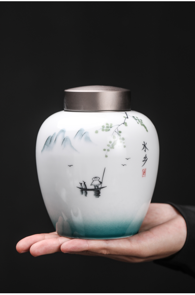 Hand - made up with caddy fixings seal pot home store receives tin cover your up cylinder tea tea box of jingdezhen ceramics