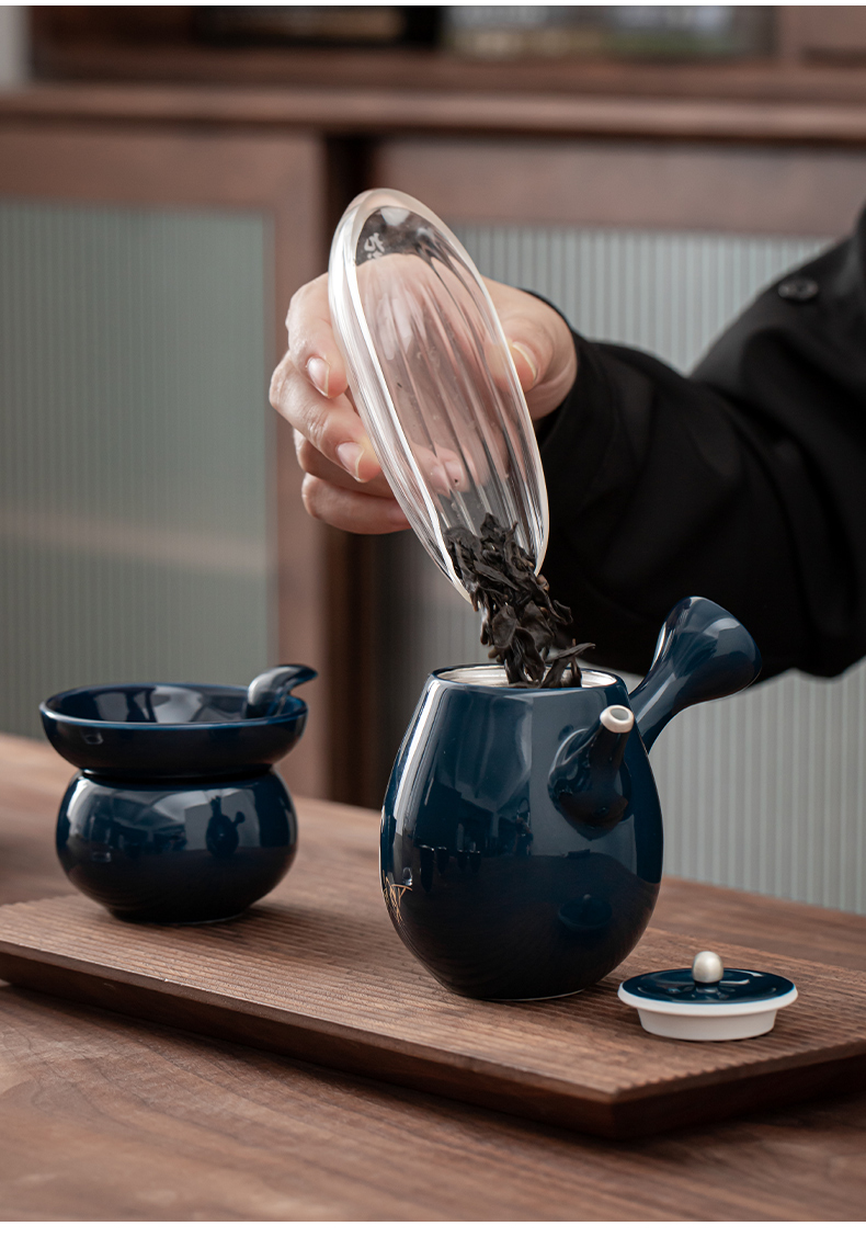 Ji blue Bai Luliu silver kung fu tea set jingdezhen ceramic tea tea side suit the pot of silver cups