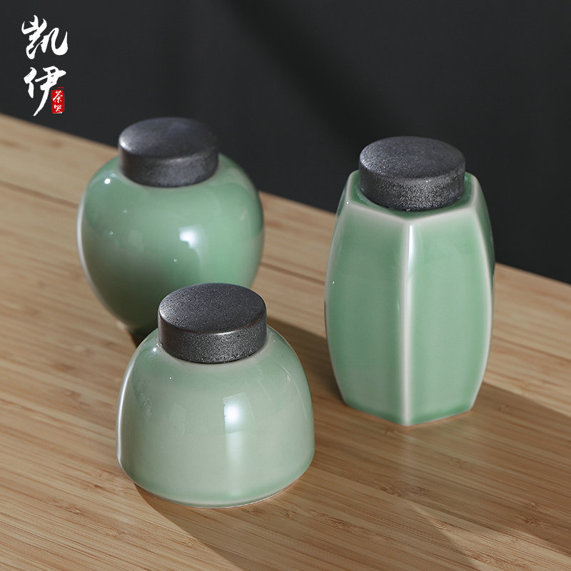 Pu 'er tea box longquan celadon seal ceramic household green tea POTS of tea packaging warehouse large POTS storage tanks