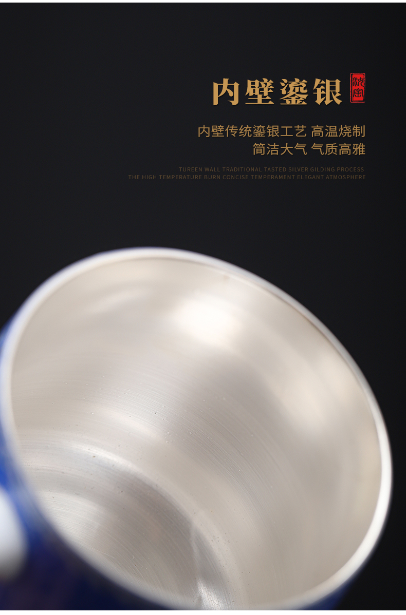 Colored enamel coppering. As silver cup office of jingdezhen ceramic cup silver cup hand grasp cup filter cup keller