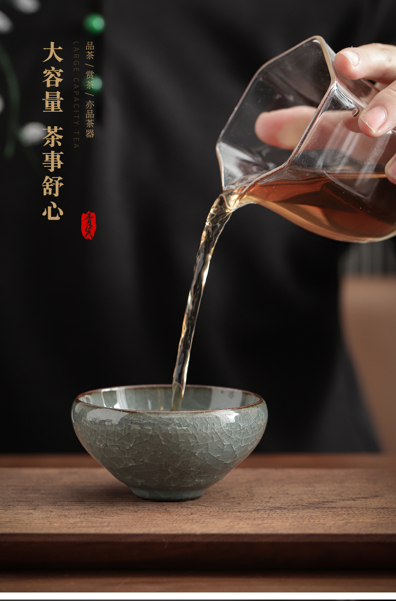 Zeng, Guangxu celadon ice crack pot lamp that kung fu tea cup tea cup master cup of household ceramic sample tea cup individuals