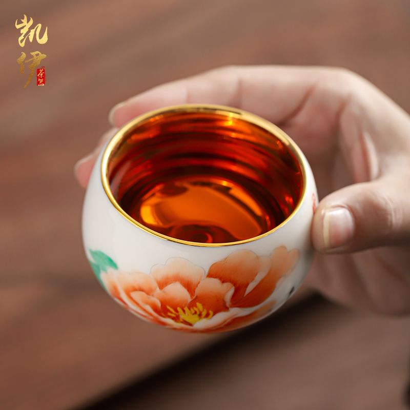 Very beautiful gold light kaolin white porcelain gold cup sample tea cup tea cup from the individual special master