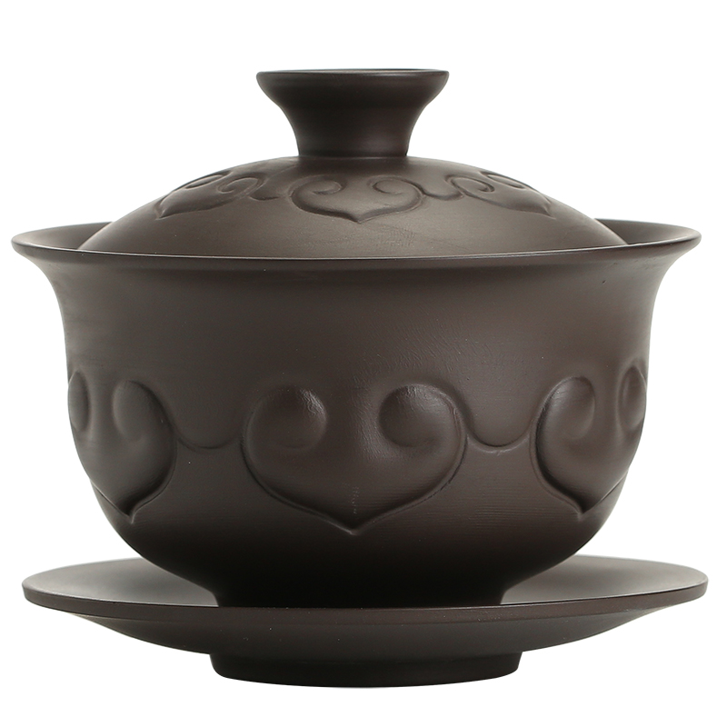 Undressed ore tureen dark purple clay mud violet arenaceous kung fu tea set home worship to use yixing what slime three use hand grasp pot