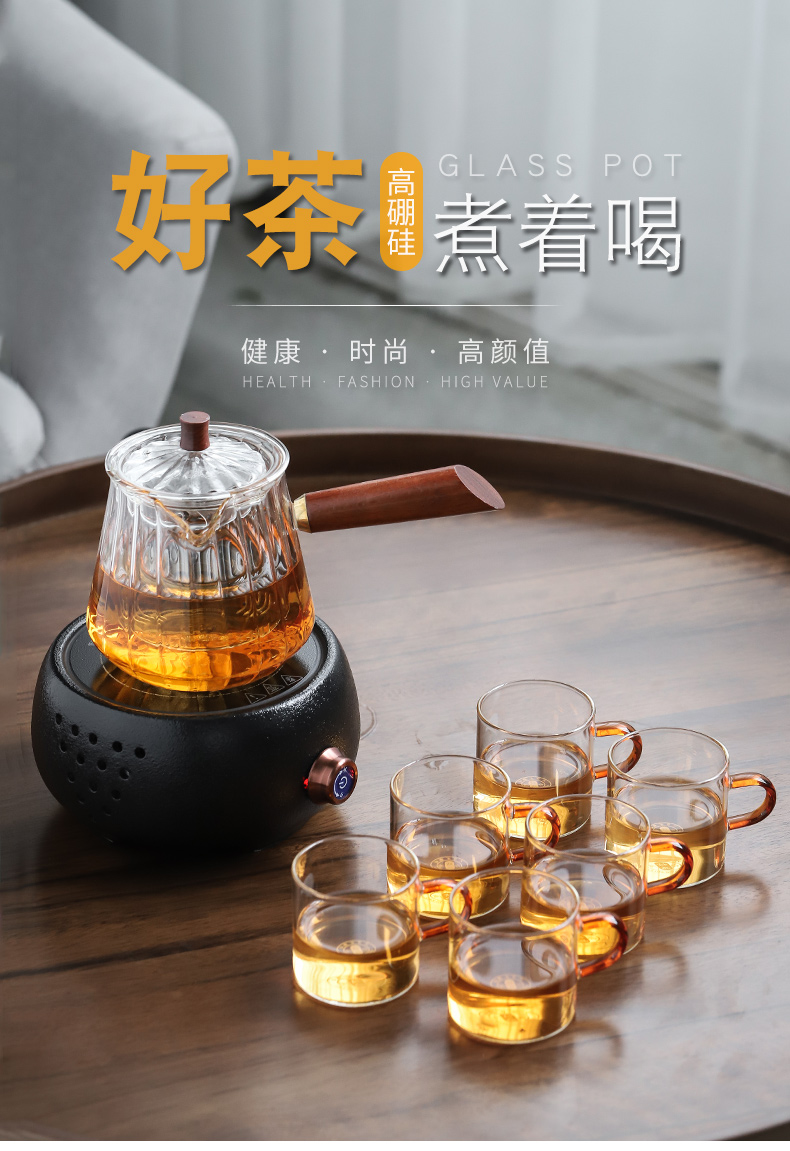 Thickening of the heat - resistant glass tea tea set suit Japanese glass teapot electric TaoLu boiled the teapot tea cup home