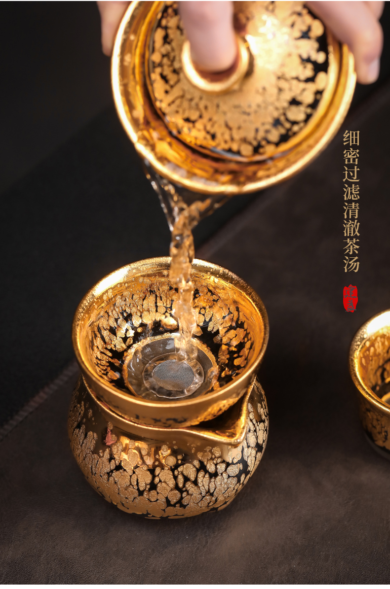 Build light tea strainer 24 k jinzhan ceramic filter separator gold oil droplets kung fu tea tea tea accessories