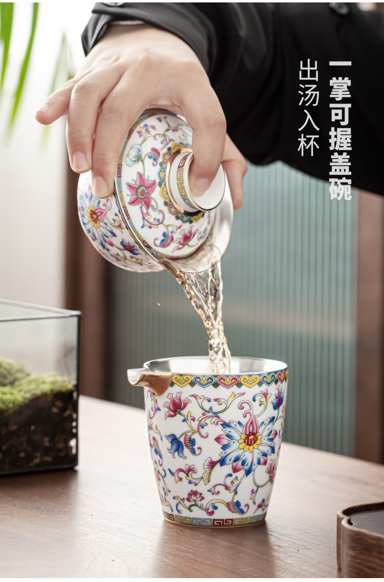 Colored enamel coppering. As silver cup tea set jingdezhen ceramic kung fu tea tea set silver tureen silver cup