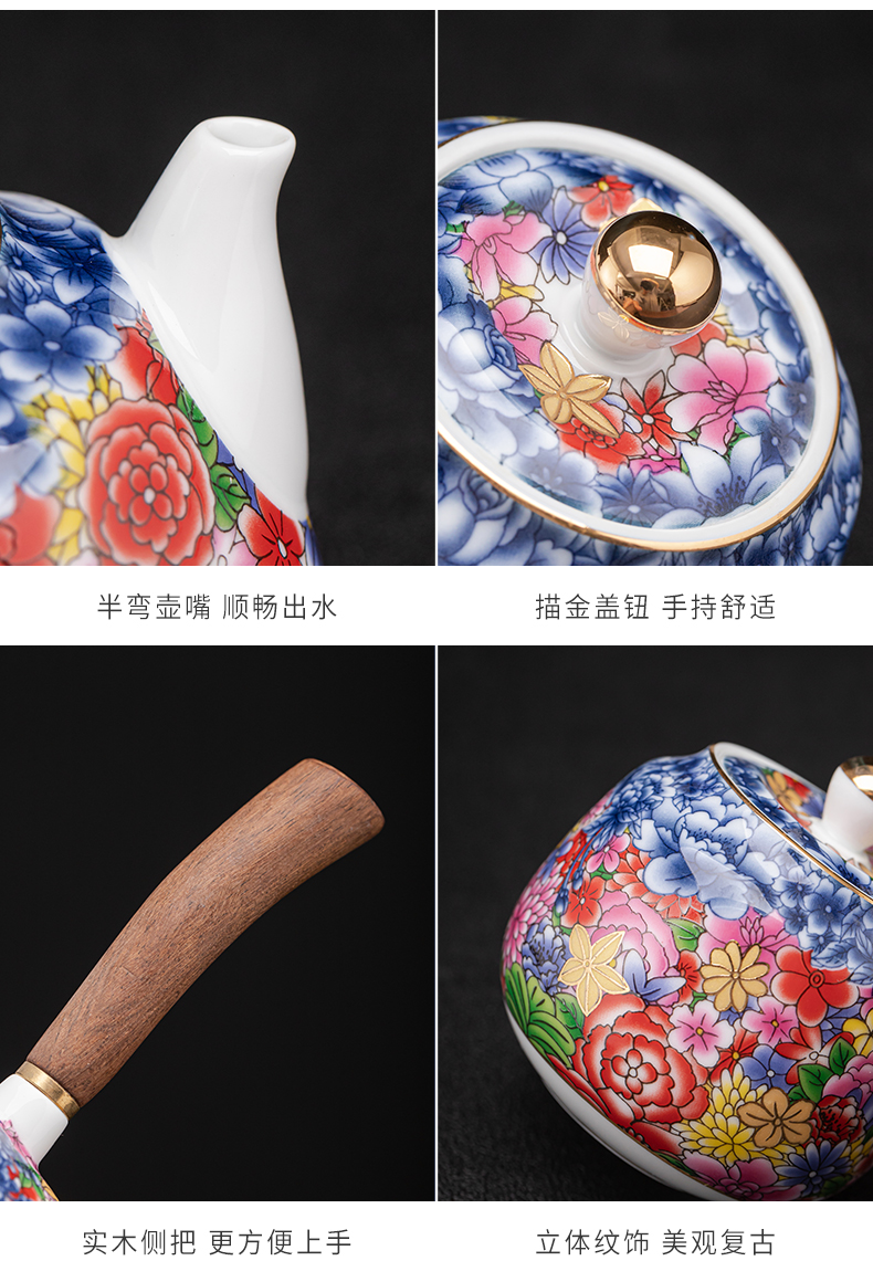 Flower embroidery colored enamel coppering. As silver tea set silver tureen of jingdezhen ceramic tea cup, office home