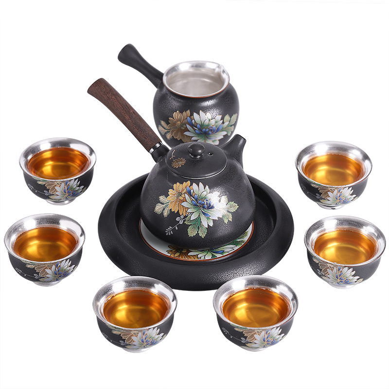 Elegant coagulation sweet side put as the coppering. As silver suit household jingdezhen ceramic tea set which make tea cup office gift boxes