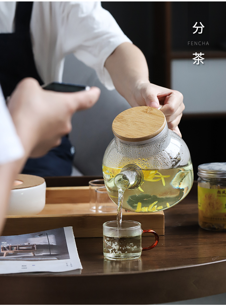 The Heat - resistant glass teapot ceramic based home warm tea stove heating base bamboo tray was suit make tea a cup of tea