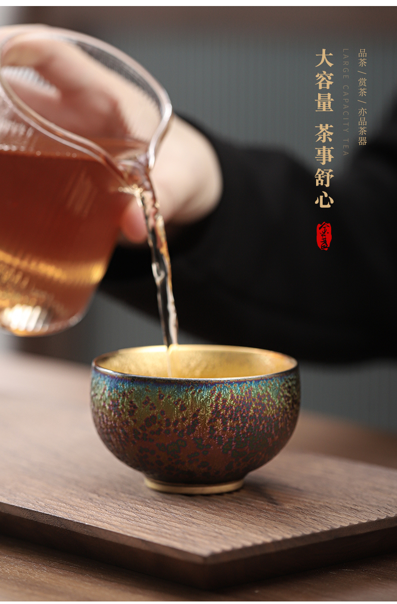 Manual fine gold colorful variable sample tea cup single glass ceramic cups of tea to use the master cup kung fu tea cups