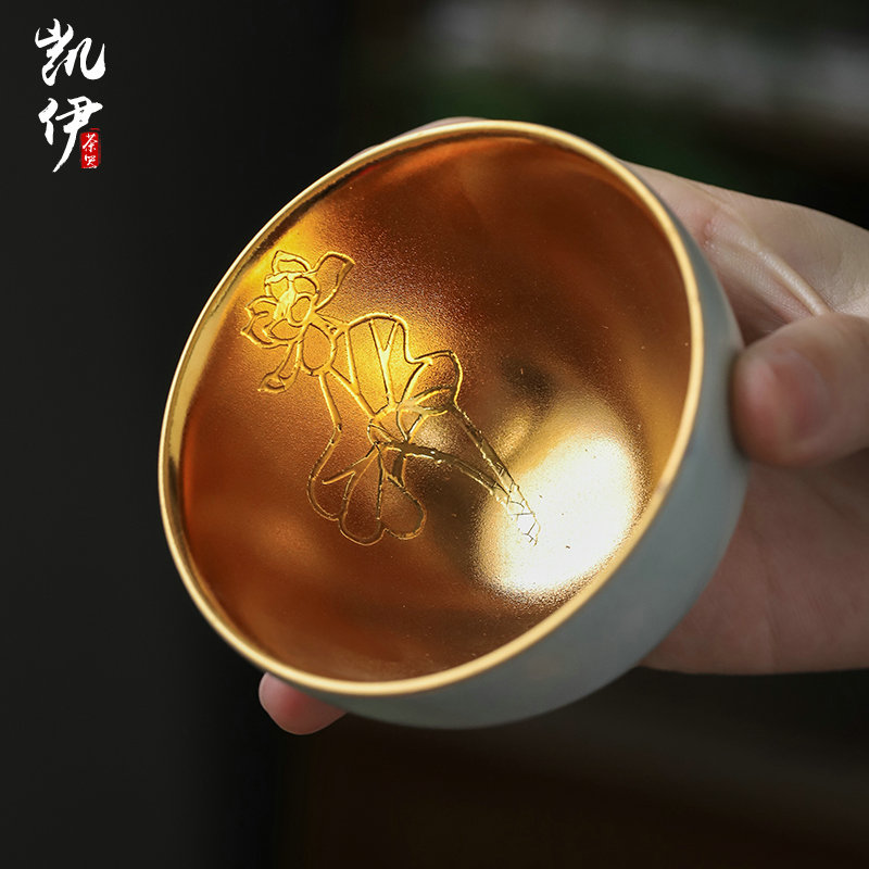 Your up 24 k jinzhan cups sliced open can raise kung fu tea cups jingdezhen ceramic sample tea cup large master cup trophy