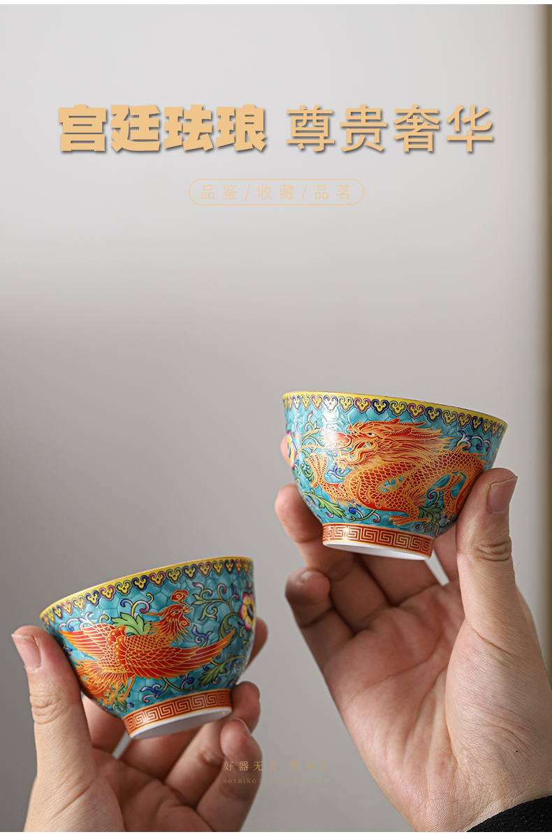 Gold enamel lamp that jingdezhen ceramic checking sample tea cup Gold master kung fu tea tea cup ceramic cups