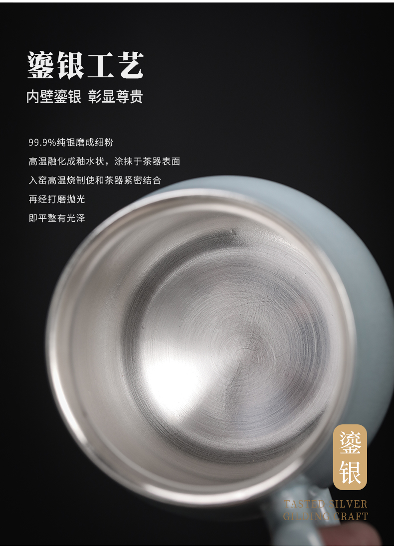 Azure office cup your up coppering. As 999 silver dragon Xiu cup tea cup silver cup 4 times jingdezhen ceramic cups