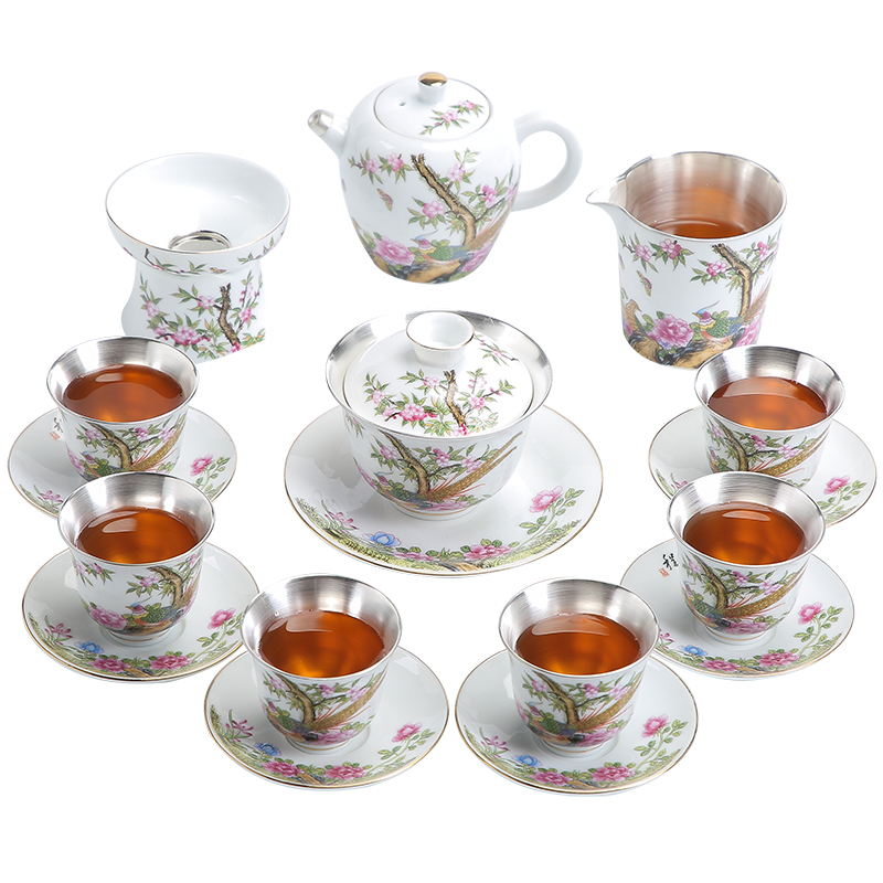 The Future tasted silver gilding kung fu tea sets jingdezhen ceramic tea set silver home office tea tureen gifts