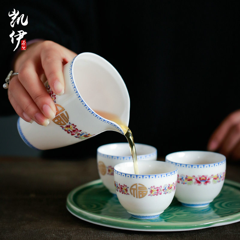 Kate colored enamel porcelain kung fu tea sets jingdezhen tea teapot tureen tea set a complete set of three