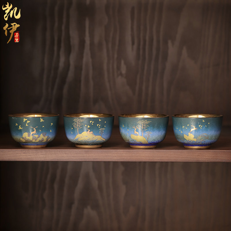 Gold light LuSen large sample tea cup of jingdezhen ceramic masters cup of kung fu tea tea cups of tea Gold cup