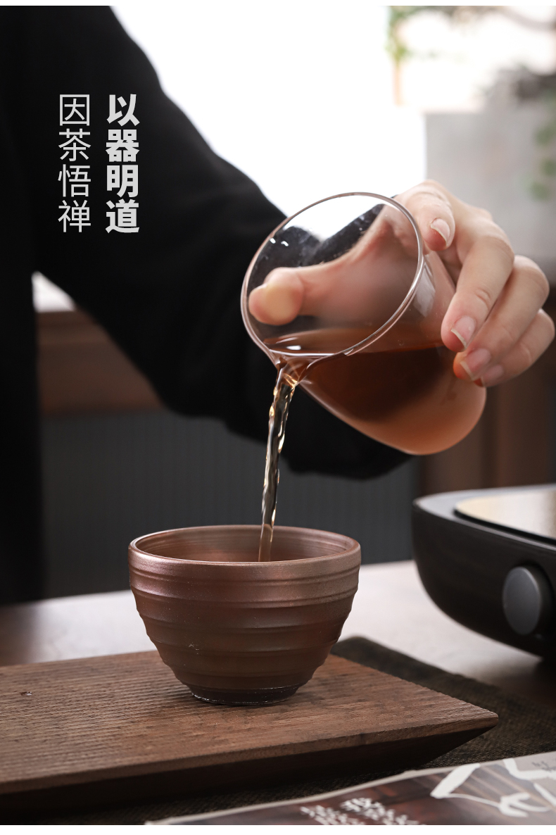 Patrick ho chi - ping firewood coarse pottery tea light boring grain cup checking ceramic kung fu tea cups with high temperature glaze firewood master CPU