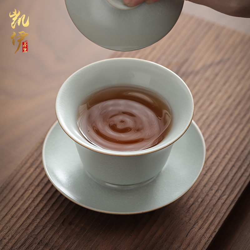 Open the slice your up to raise three tureen your porcelain ceramic cup tea bowl to bowl kung fu tea tea bowl