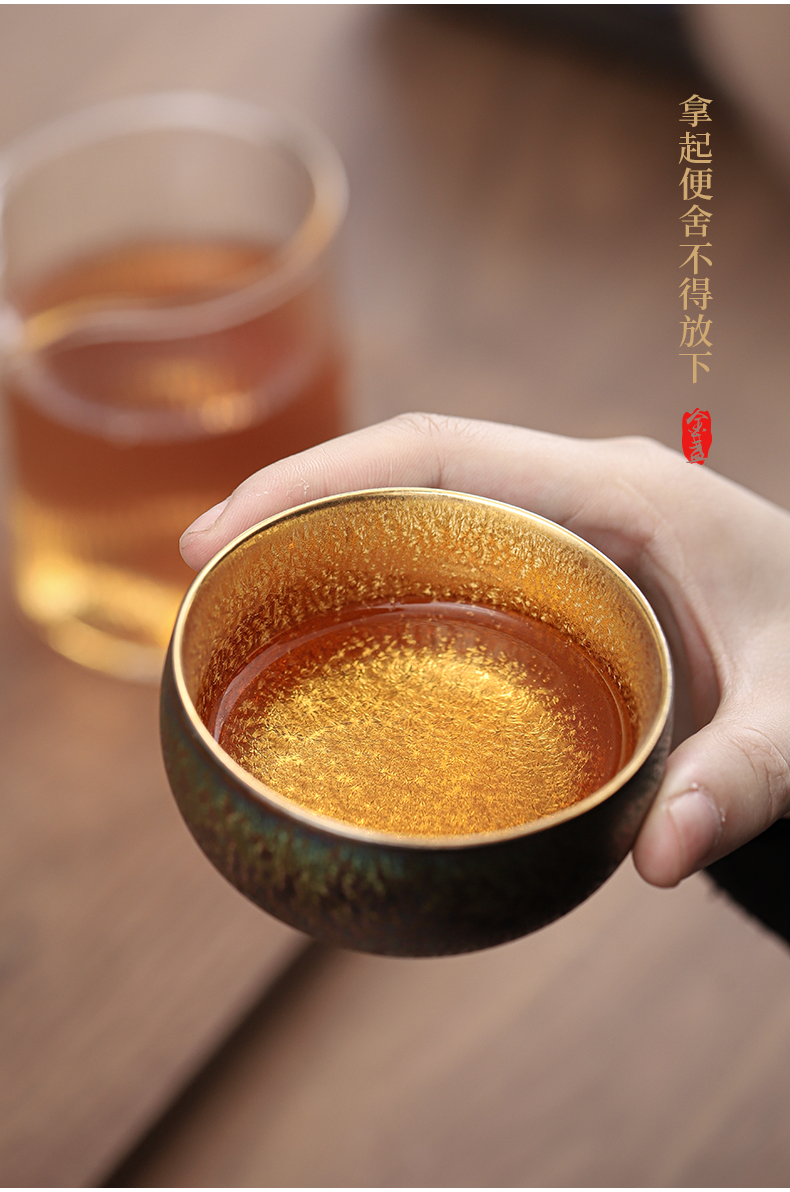 Manual fine gold colorful variable sample tea cup single glass ceramic cups of tea to use the master cup kung fu tea cups