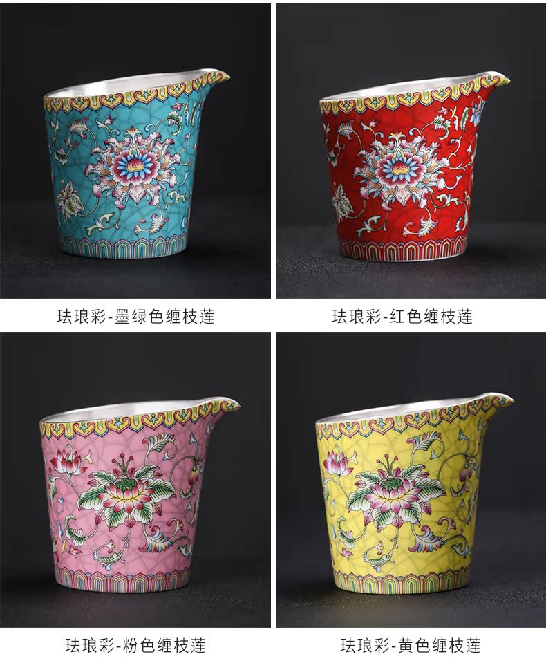 Colored enamel 999 coppering. As fair silver cup kung fu tea tea ware jingdezhen ceramic points have a cup of tea tea accessories