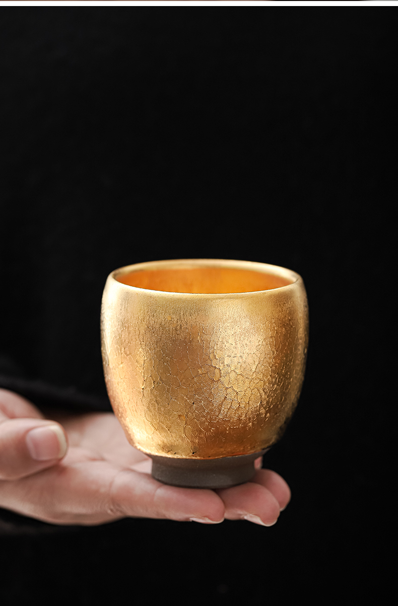 Build light golden oil droplets egg cup manually cup jinzhan kung fu tea tea cup tire iron ceramic sample tea cup masters cup