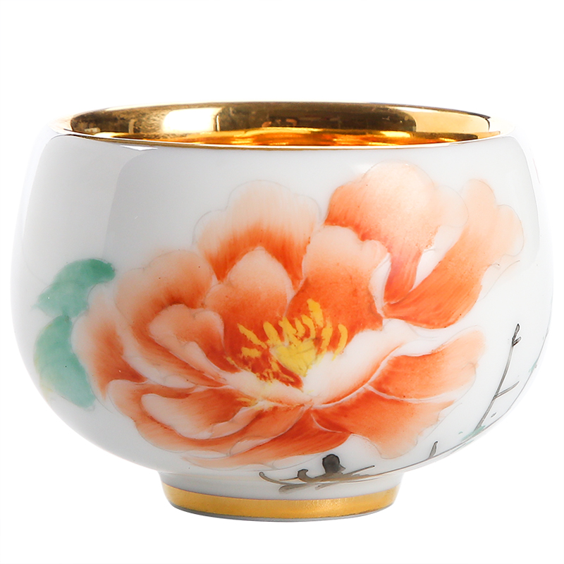 Very beautiful gold light kaolin white porcelain gold cup sample tea cup tea cup from the individual special master