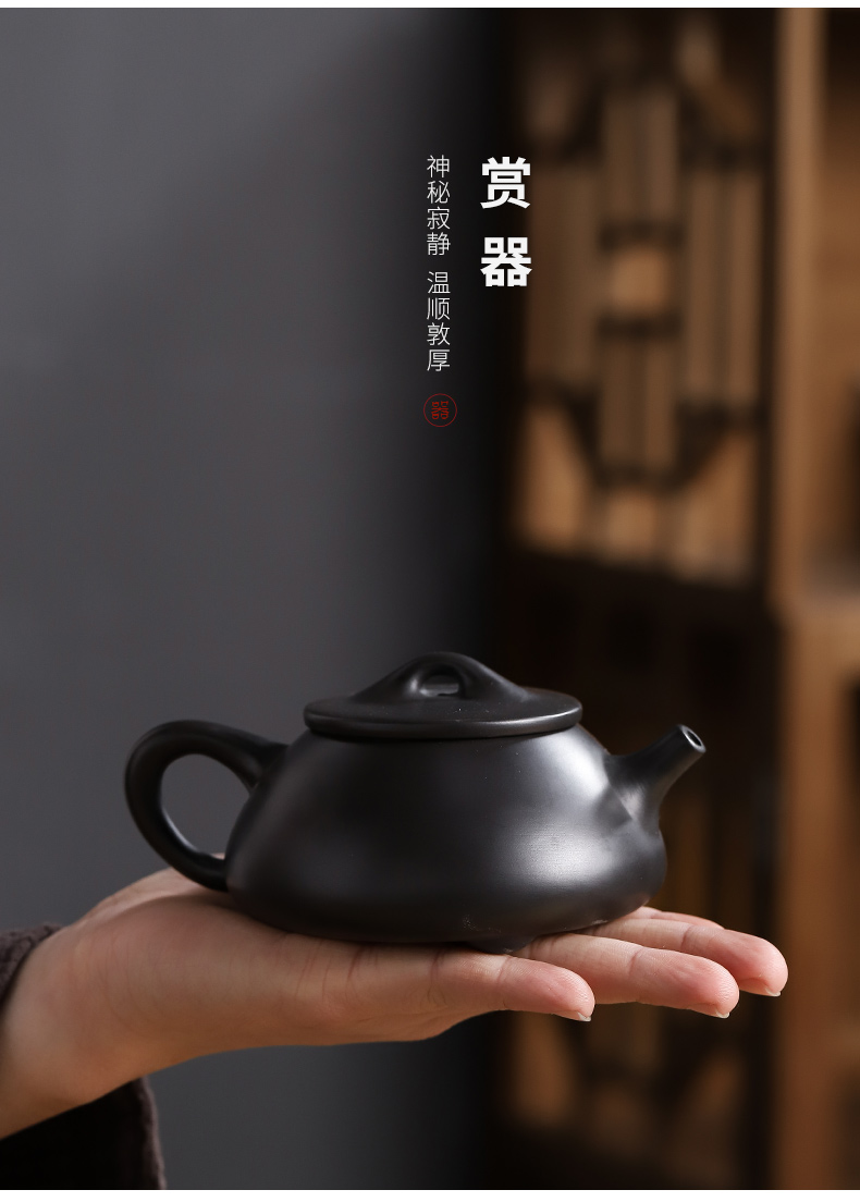 Undressed ore ceramic tea pot - kung fu tea set single pot black clay pot home side xi shi as the teapot hand grasp pot pot