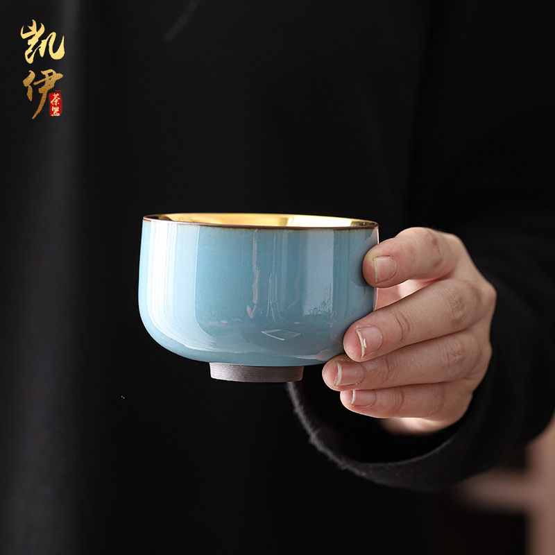Tire iron tea master cup of kung fu tea set sample tea cup yellow marigold tea cup gold cup ceramic tea cup