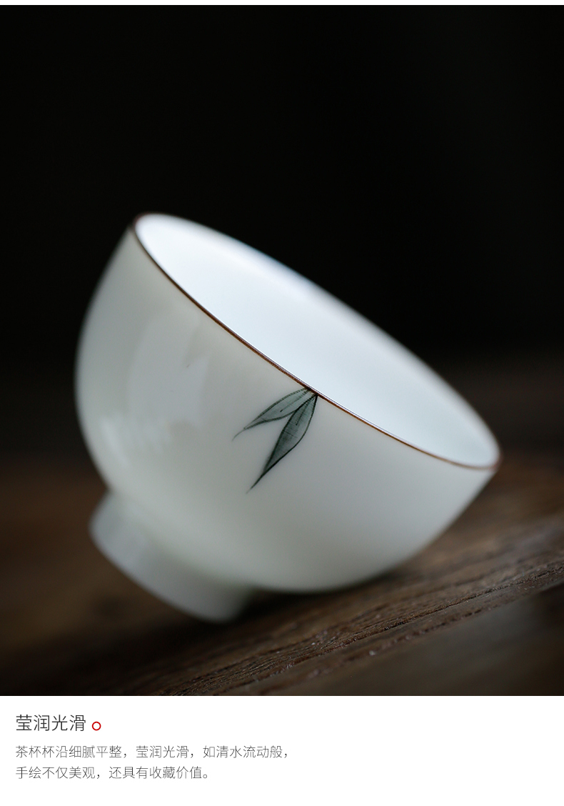 Kate hand - made white porcelain cup sample tea cup under the glaze color cup individual cup tea cup of tea, green tea cup