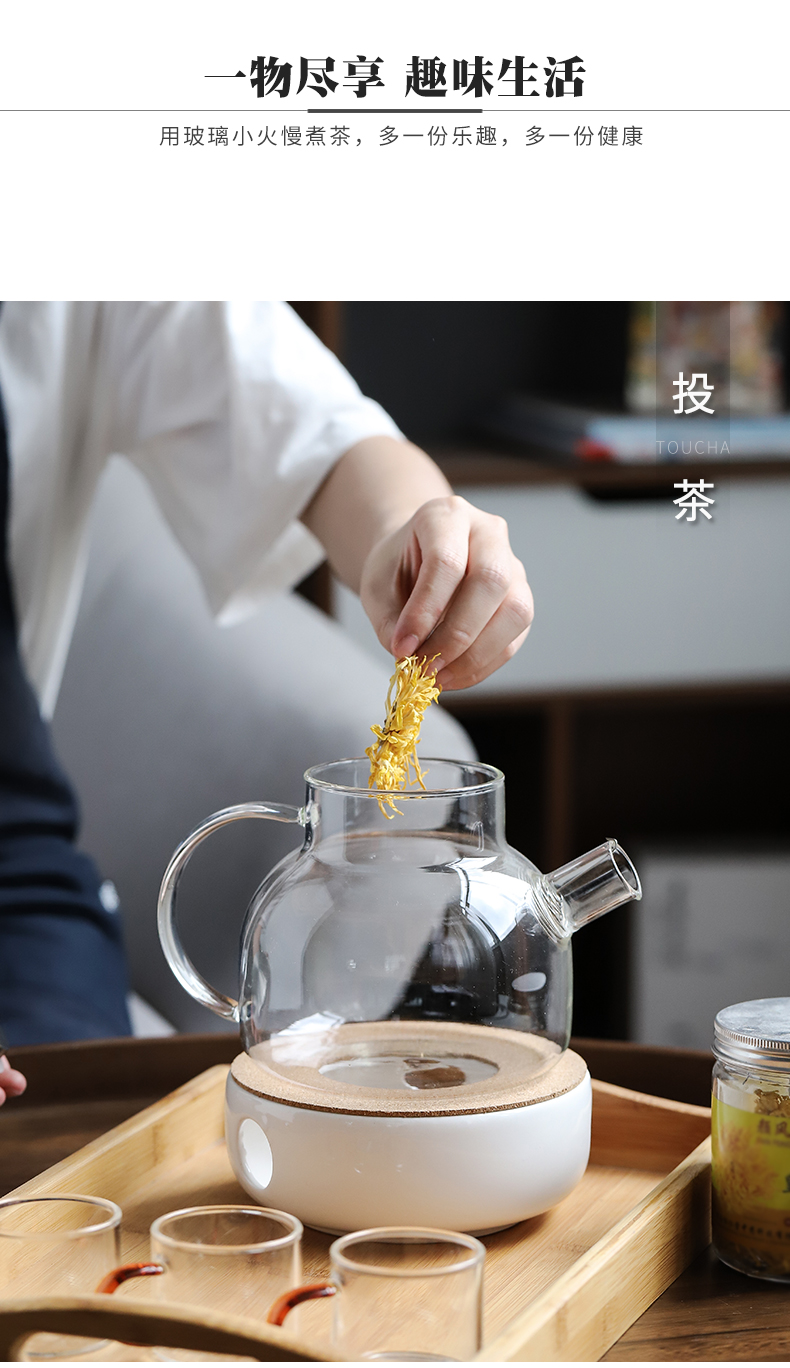 The Heat - resistant glass teapot ceramic based home warm tea stove heating base bamboo tray was suit make tea a cup of tea