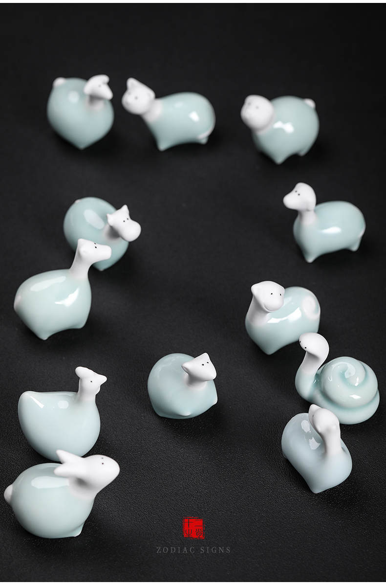 Kay celadon furnishing articles tea tea tea pet zodiac Q version to play chicken horses sheep rabbit cattle "household adornment furnishing articles