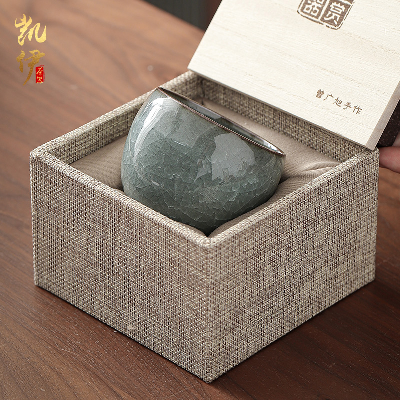 Zeng, Guangxu celadon ice to crack my heart light kung fu tea cup tea cup master cup of household ceramic sample tea cup individuals