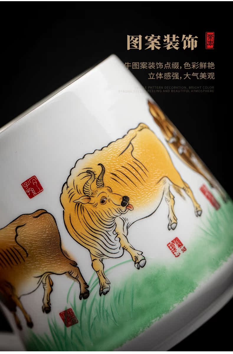 Ben niu wufu office cup tea cup ceramic tea tasted silver gilding separation zodiac mass customization lettering cup of tea