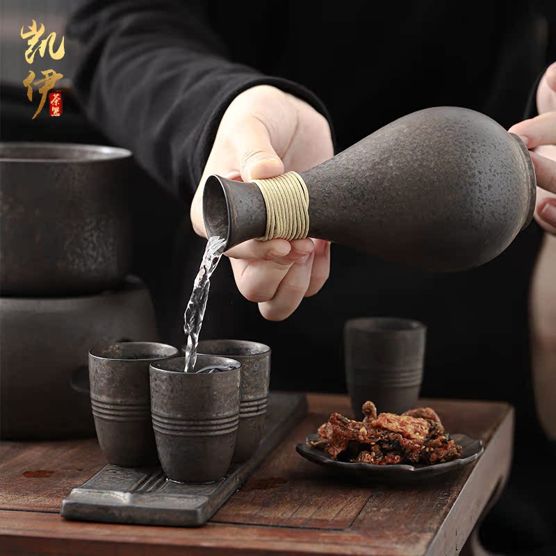 Gold ceramic wine warm boiled hot hip household rice wine wine warm wine pot liquor wine wine suits for