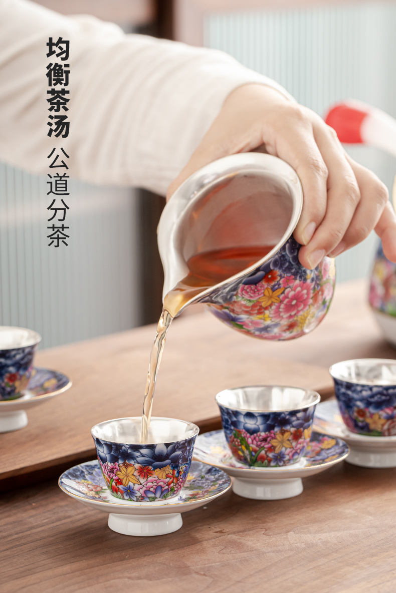 Flower is side the tea steamer coppering. As silver kung fu tea set of jingdezhen ceramic tea cup, office home