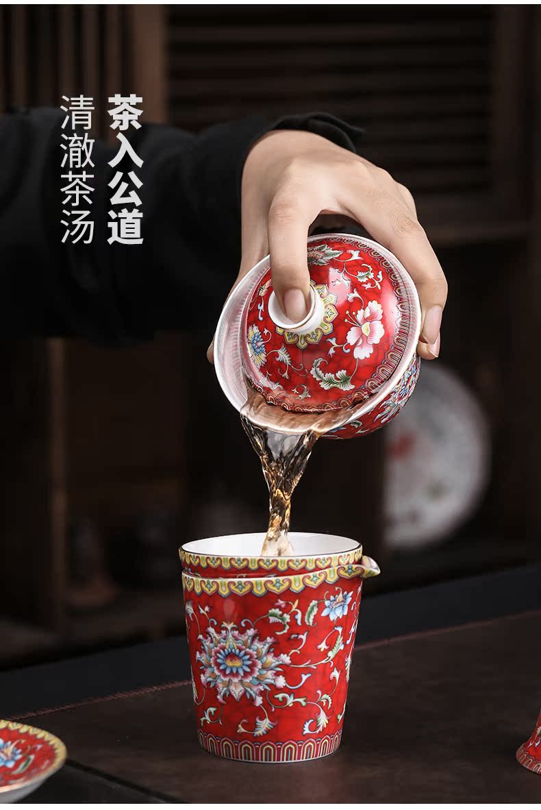 Colored enamel 999 coppering. As fair silver cup kung fu tea tea ware jingdezhen ceramic points have a cup of tea tea accessories