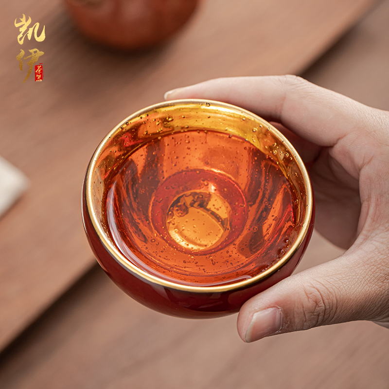 Gold aloes cup pressure hand cup cup master cup ceramic iron sample tea cup tea individual cup jinzhan big cups