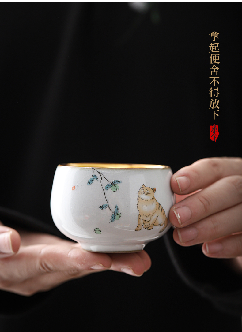 Gold on your up hand - made master cup sample tea cup of jingdezhen ceramic cat kung fu tea set silver cup tea cups