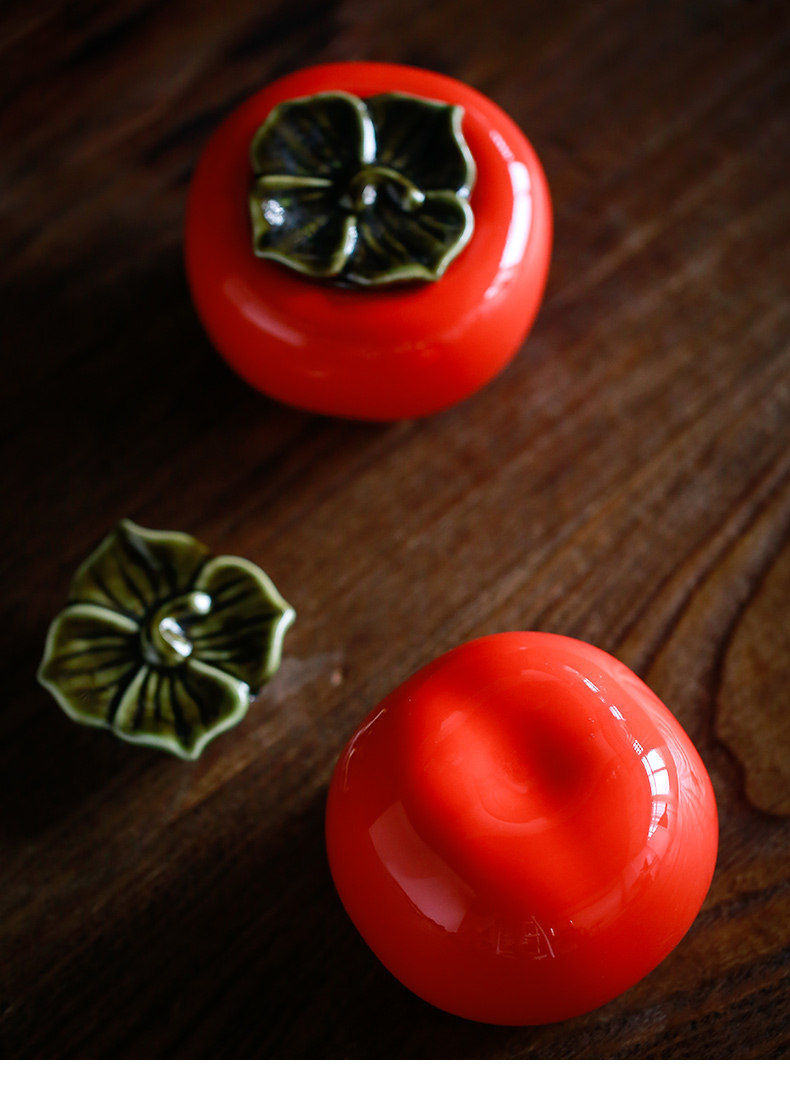 Kay medium mini persimmon persimmon persimmon ruyi ceramic POTS creative caddy fixings tea pet furnishing articles sealed jar
