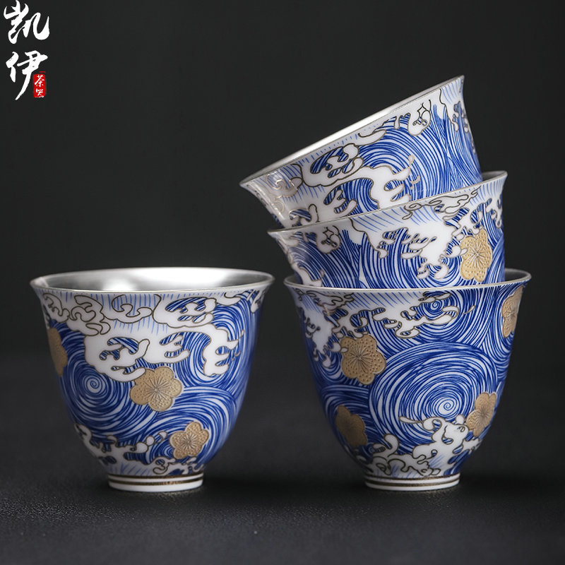 Enamel playmates toys empty coppering. As 999 silver cup of jingdezhen ceramic sample tea cup tea master cup personal cup silver cup