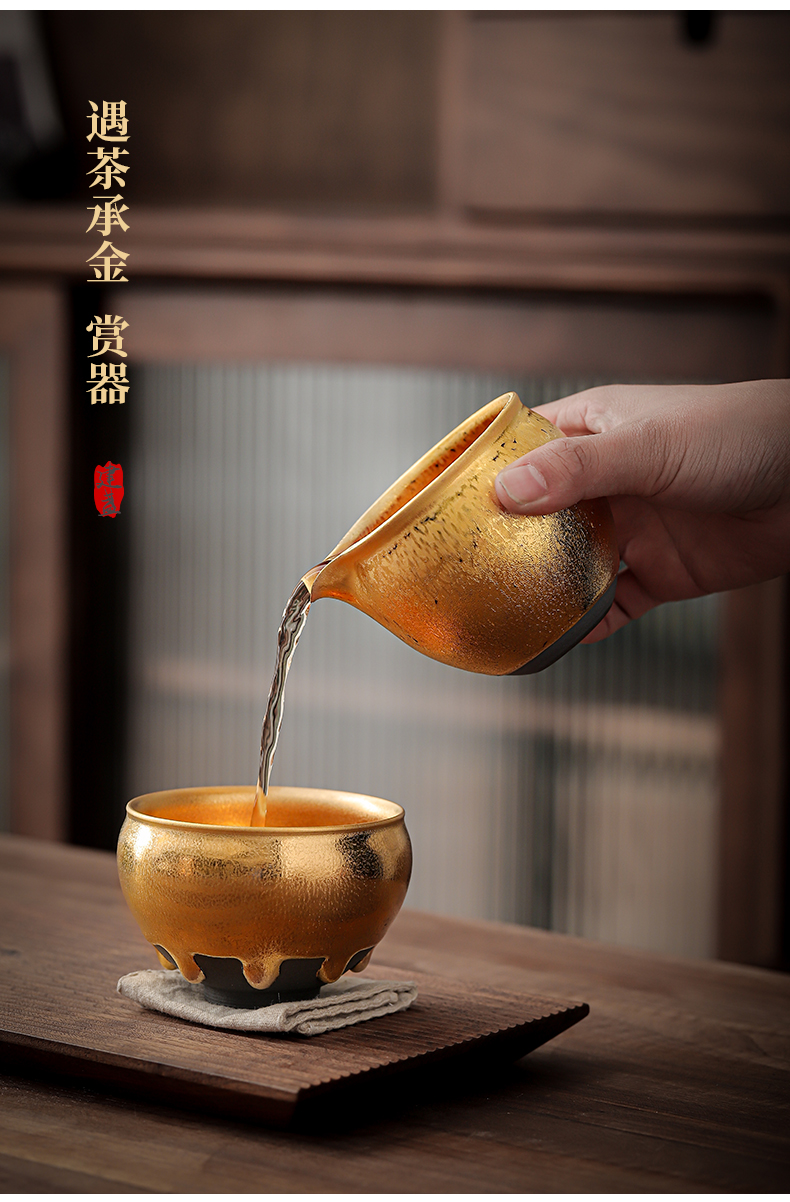 Zeng, Guangxu master hand made gold points tea tea tea fair temmoku up ceramic cup tea accessories