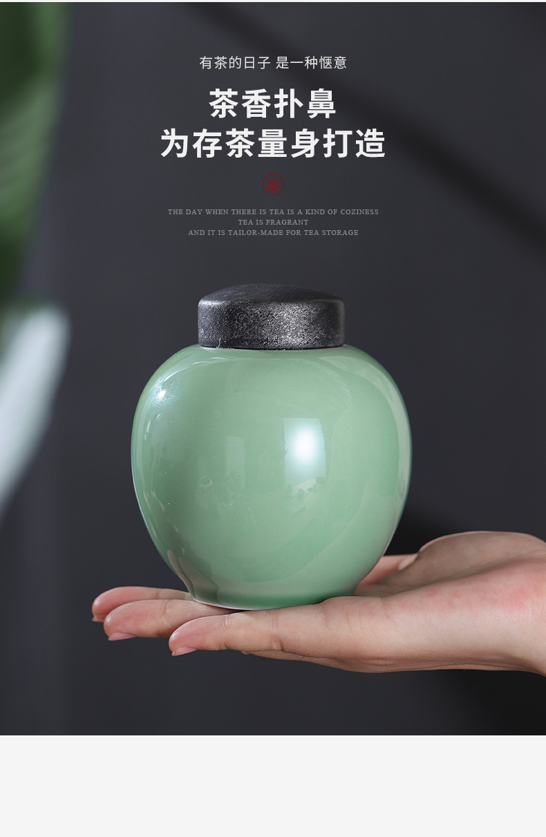 Pu 'er tea box longquan celadon seal ceramic household green tea POTS of tea packaging warehouse large POTS storage tanks