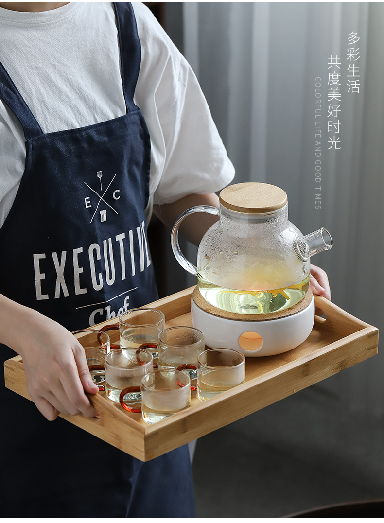 The Heat - resistant glass teapot ceramic based home warm tea stove heating base bamboo tray was suit make tea a cup of tea